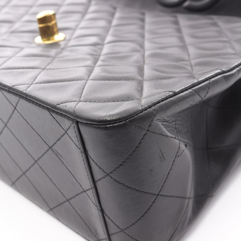 香奈兒 Deca Matelasse 34 羊皮單肩包/手提包,女士,黑色-7