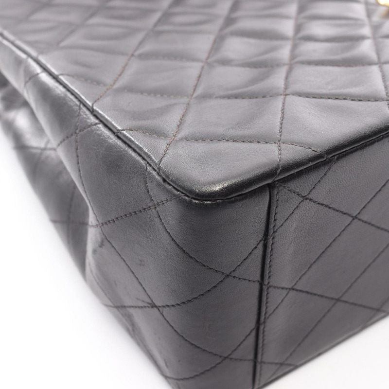 香奈兒 Deca Matelasse 34 羊皮單肩包/手提包,女士,黑色-8