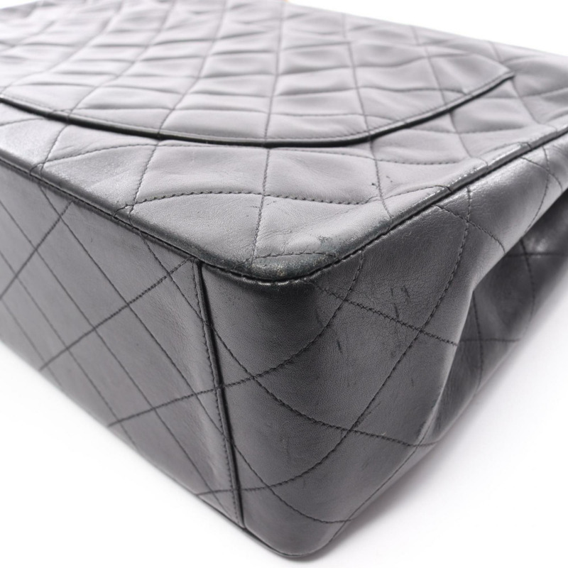 香奈兒 Deca Matelasse 34 羊皮單肩包/手提包,女士,黑色-9