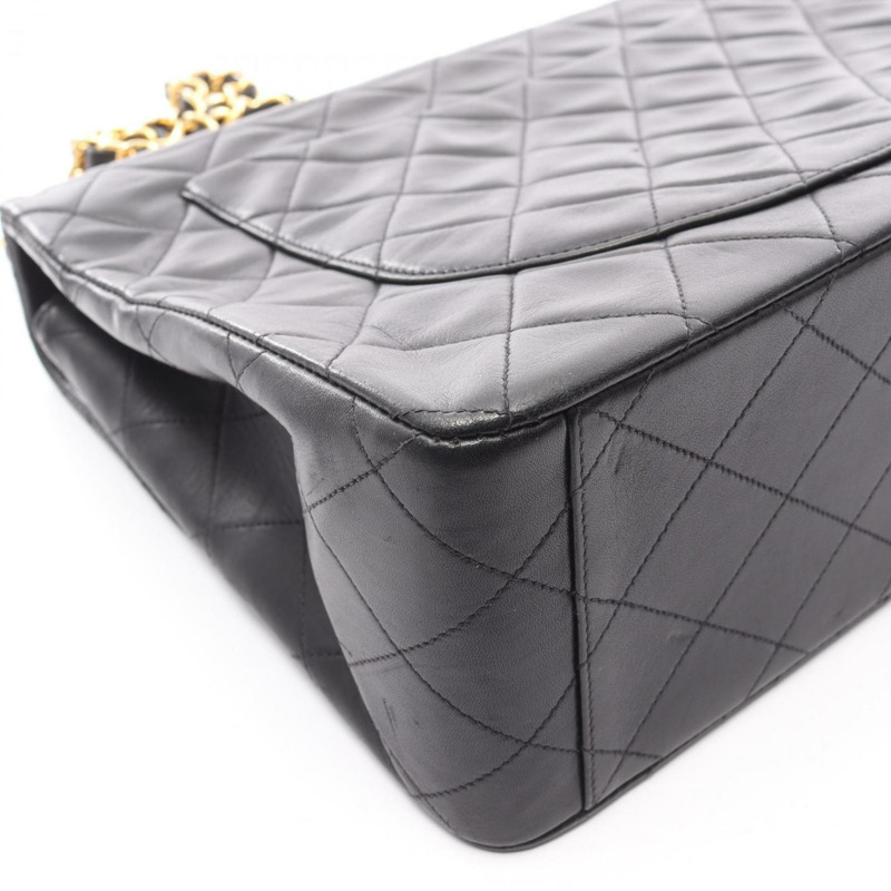 香奈兒 Deca Matelasse 34 羊皮單肩包/手提包,女士,黑色-10