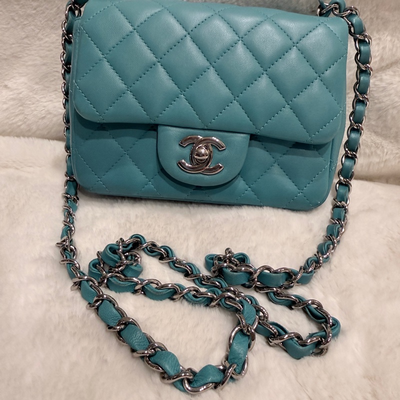 Chanel✨綠色方胖子鏈條包 19開 閒置超級新-5