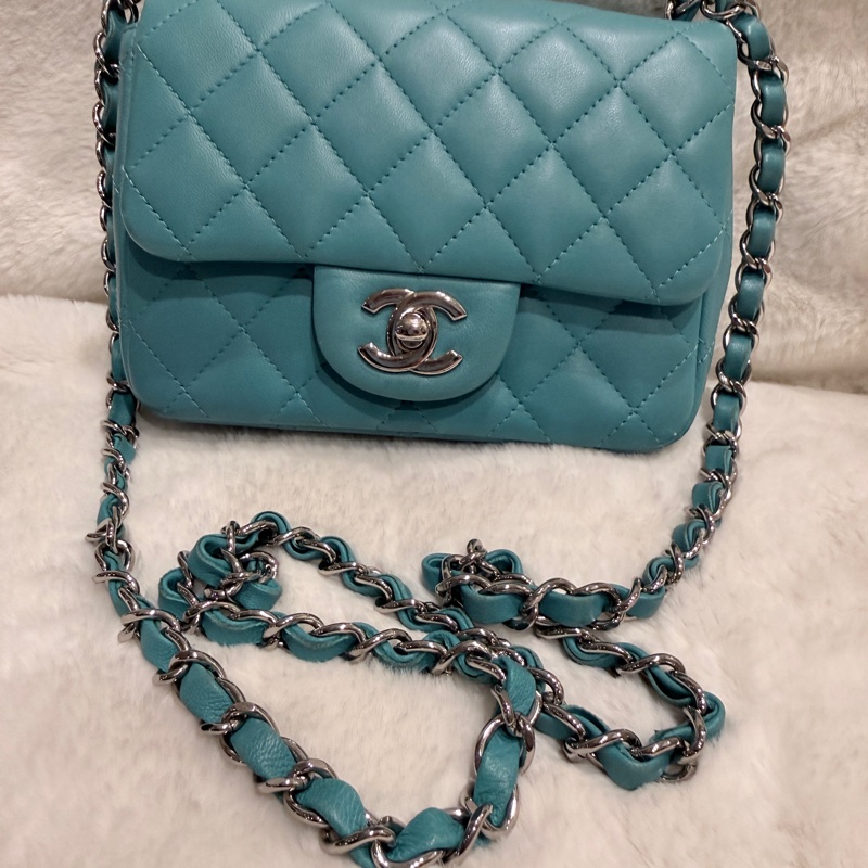 Chanel✨綠色方胖子鏈條包 19開 閒置超級新-6