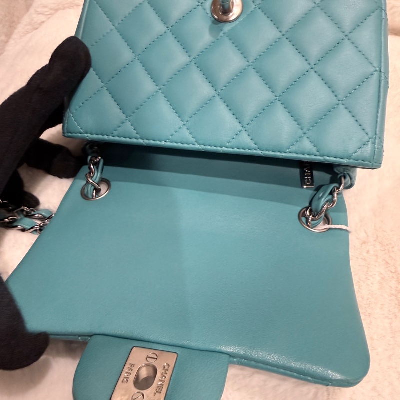 Chanel✨綠色方胖子鏈條包 19開 閒置超級新-17
