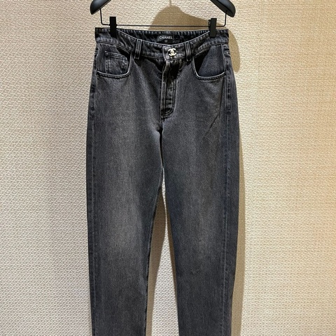 全新Chanel 26S 書包扣灰黑色牛仔褲 38碼