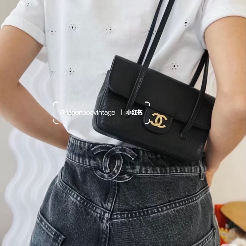 全新Chanel 26S 書包扣灰黑色牛仔褲 38碼-1