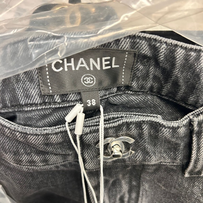 全新Chanel 26S 書包扣灰黑色牛仔褲 38碼-5
