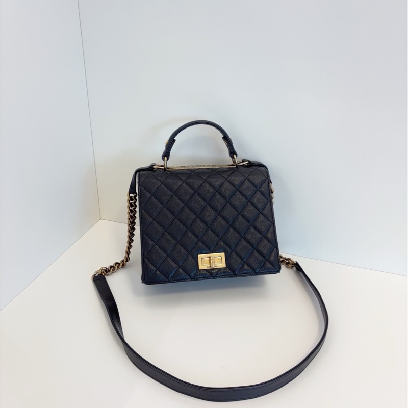 Chanel香奈兒 黑金2.55 Kelly Handle復古郵差包-0