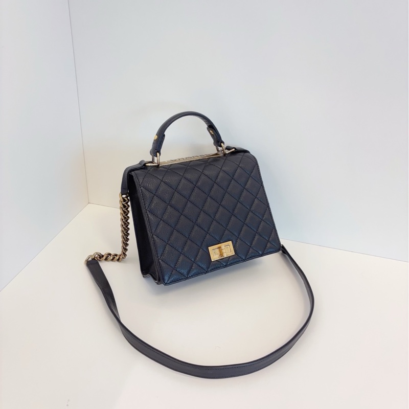 Chanel香奈兒 黑金2.55 Kelly Handle復古郵差包-1