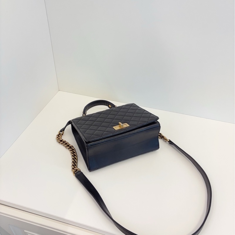 Chanel香奈兒 黑金2.55 Kelly Handle復古郵差包-4