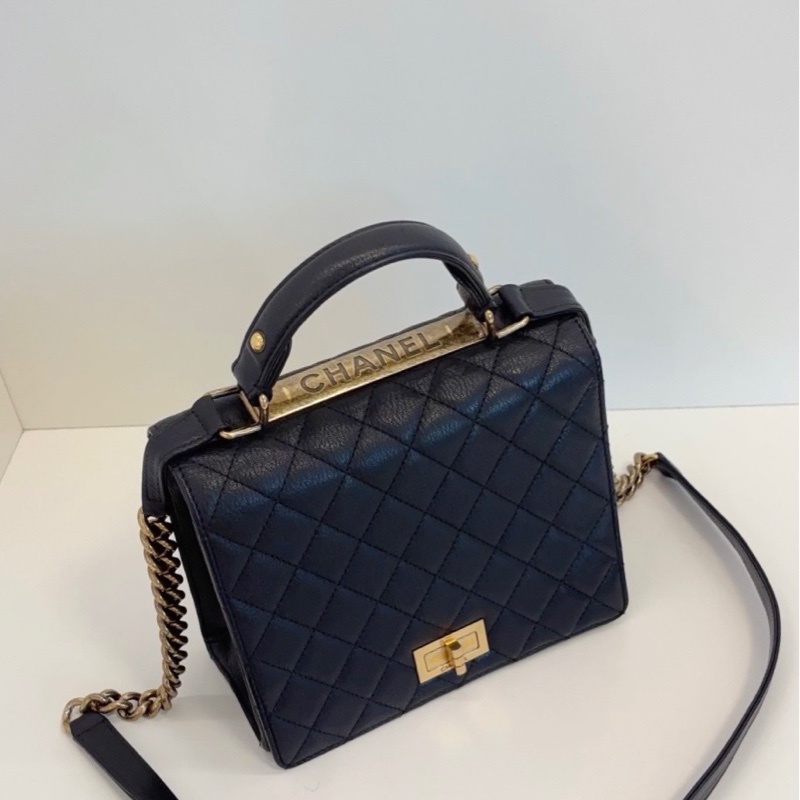 Chanel香奈兒 黑金2.55 Kelly Handle復古郵差包-6