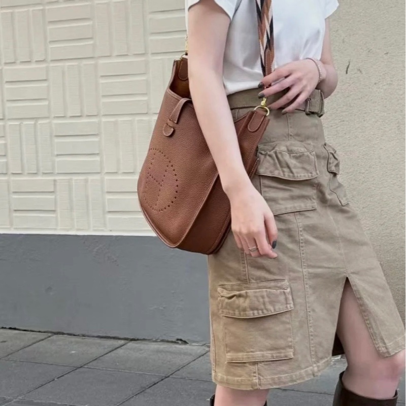 Hermes愛馬仕 金棕色銀扣Evelyne 29依芙琳-9