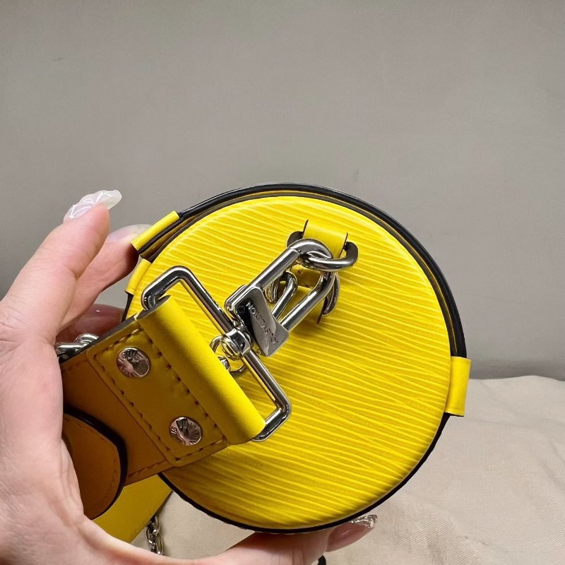 LV Papillon TRUNK 黃色牛皮水波紋鏈條包腋下包 芯片款 19*9*9cm 98新配件塵袋-4