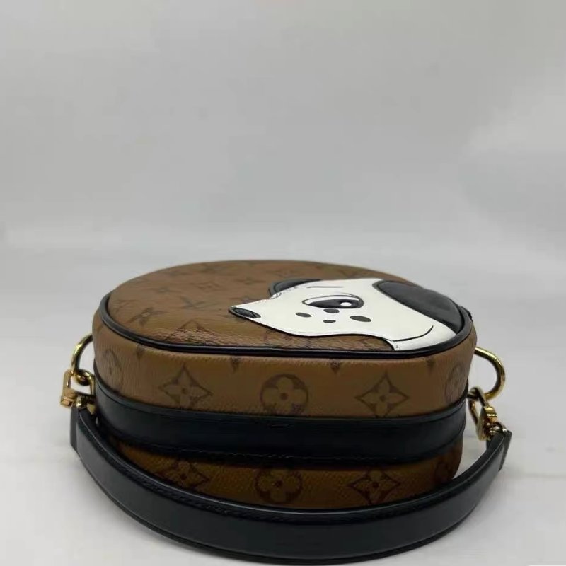 lv 圓餅 狗狗 肩背斜背包 芯片款 牛皮 17 x 18 x 7  99新配件塵袋-7