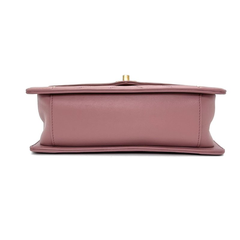 CHANEL 粉色金扣V紋信封包 24*16*8 98新配件塵袋-4