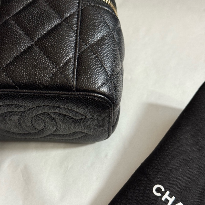 99新chanel香奈兒 黑色金扣荔枝紋牛皮盒子包單肩斜挎包 鏡子原膜在 24年芯片款有盒子 塵袋 尺寸：10*7*9cm。-6