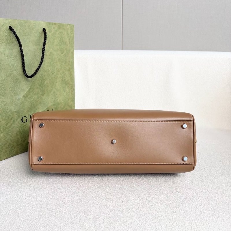 Gucci ZUMI手提斜背包大號 棕色牛皮 34*26*11 98新配件塵袋 肩帶-5