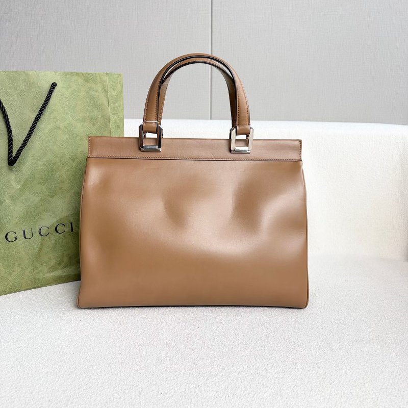 Gucci ZUMI手提斜背包大號 棕色牛皮 34*26*11 98新配件塵袋 肩帶-7