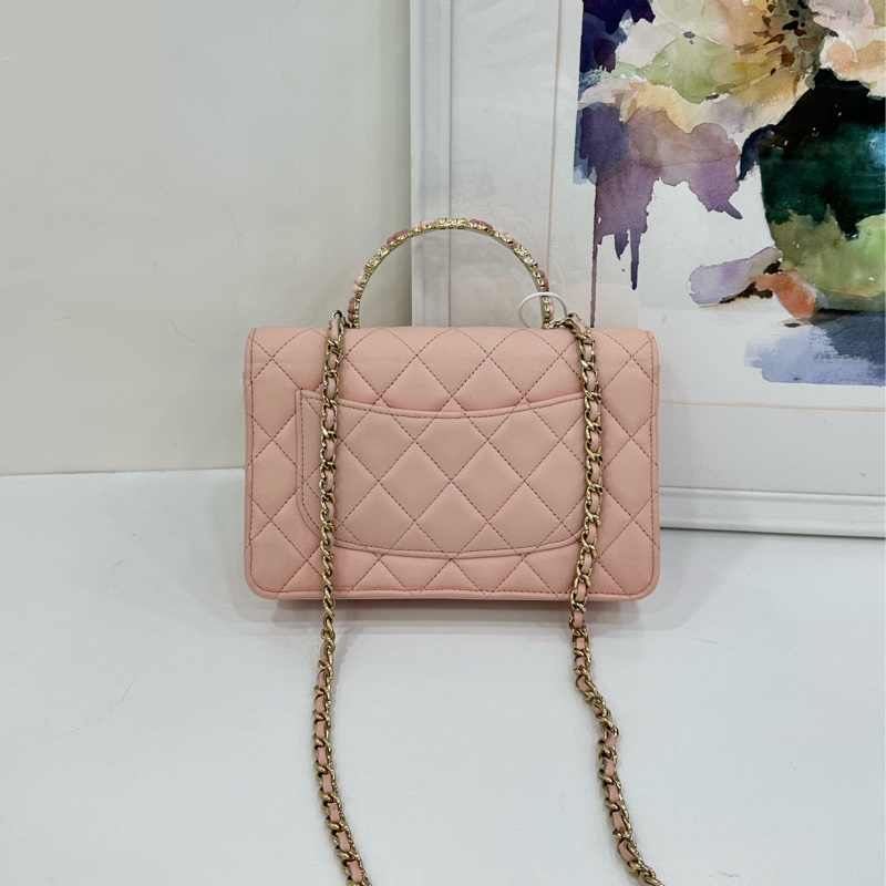 Chanel 香奈兒 23k 粉紅山茶花手柄woc 23年芯片-1