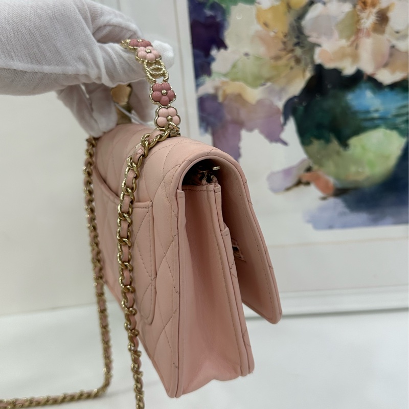 Chanel 香奈兒 23k 粉紅山茶花手柄woc 23年芯片-2