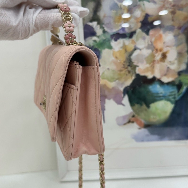 Chanel 香奈兒 23k 粉紅山茶花手柄woc 23年芯片-3