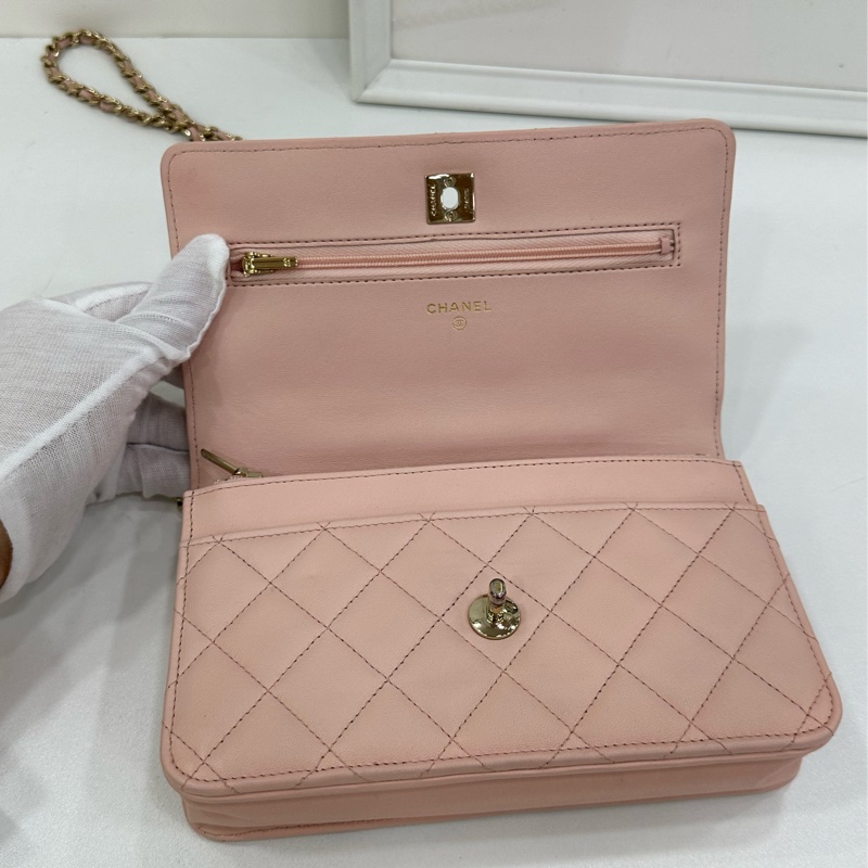 Chanel 香奈兒 23k 粉紅山茶花手柄woc 23年芯片-5