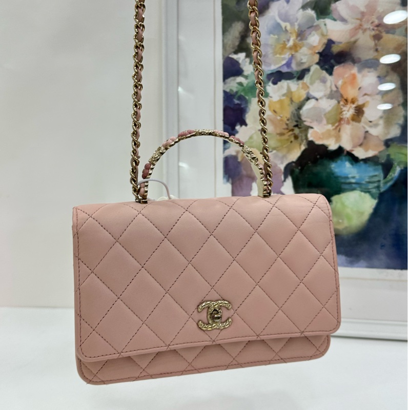 Chanel 香奈兒 23k 粉紅山茶花手柄woc 23年芯片-7