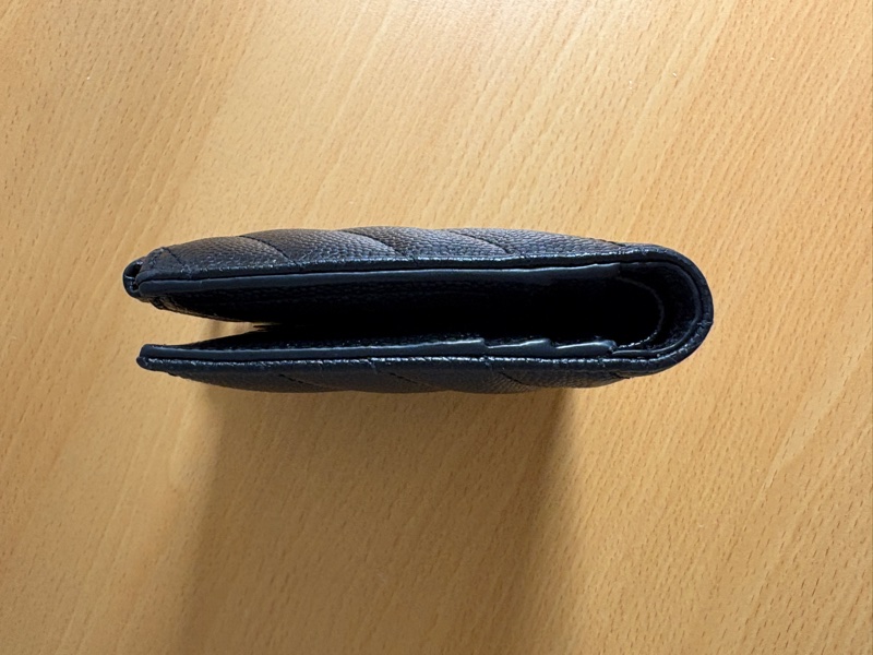 YSL 魚子醬對開短夾 黑金-10