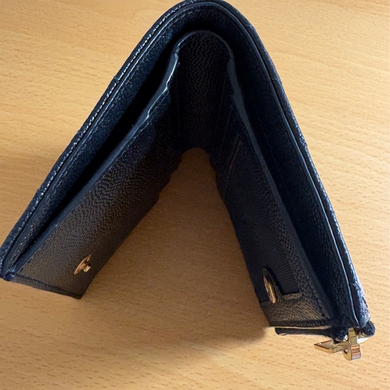 YSL 魚子醬對開短夾 黑金-12