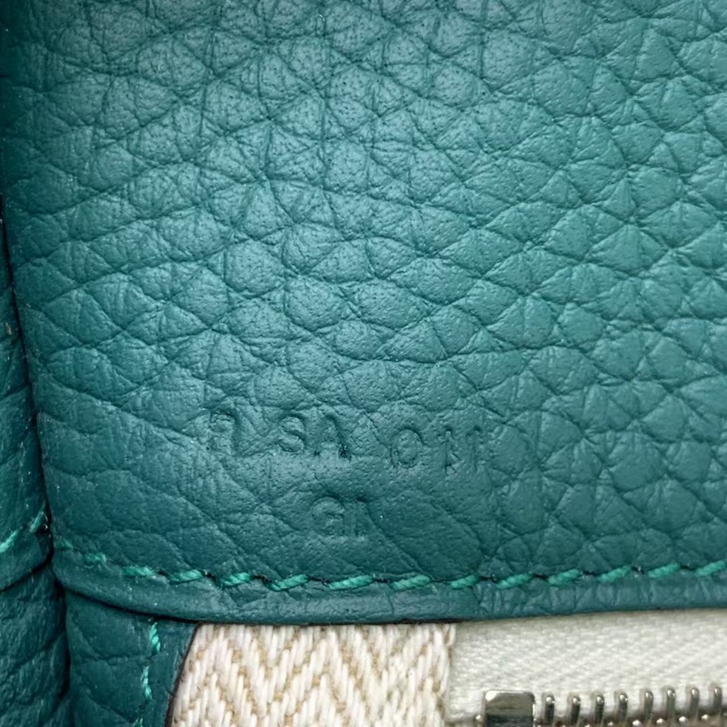 二手HERMES愛馬仕Alfred全皮郵差包,孔雀藍,R刻 35×25-5