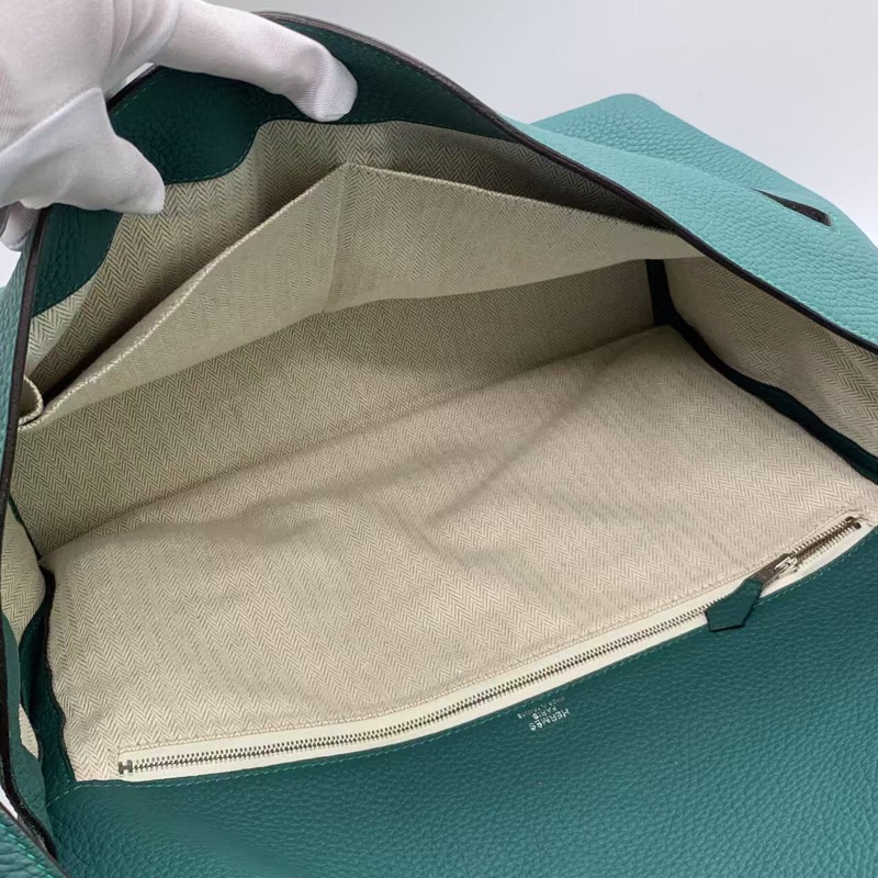 二手HERMES愛馬仕Alfred全皮郵差包,孔雀藍,R刻 35×25-6