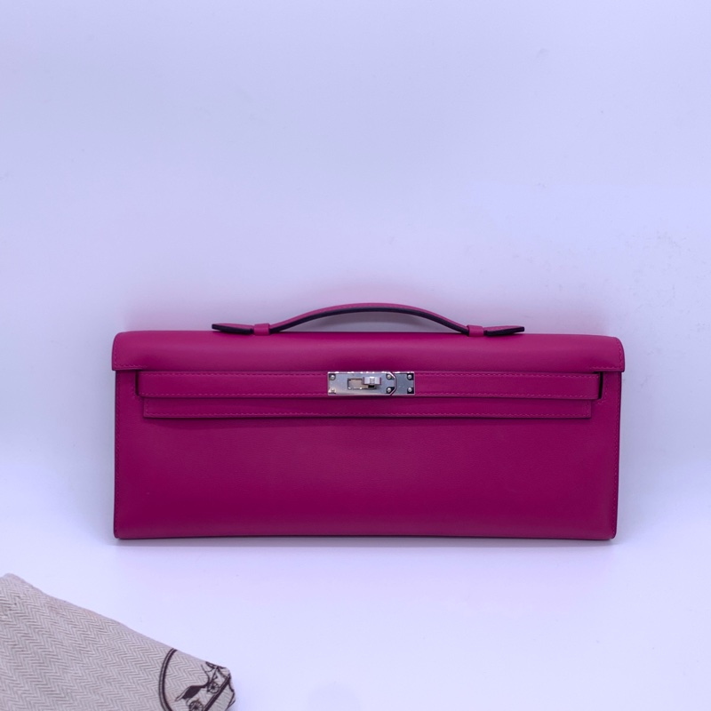 Hermes愛馬仕Kelly cut玫瑰粉swift皮銀扣D刻,配根肩帶就是Woc-2