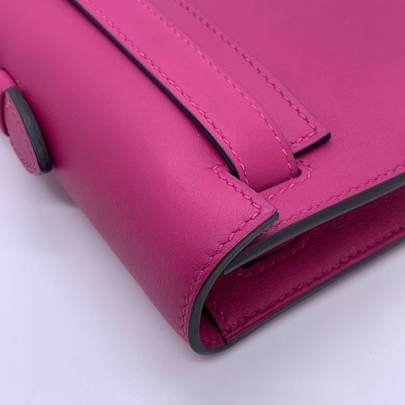 Hermes愛馬仕Kelly cut玫瑰粉swift皮銀扣D刻,配根肩帶就是Woc-13