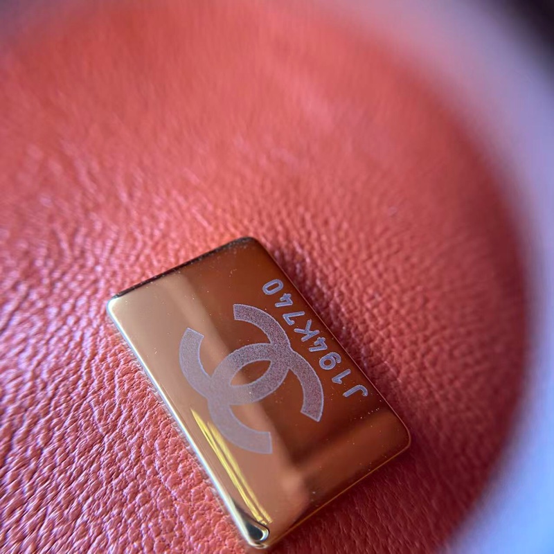 Chanel香奈兒cf中號棕紅色羊皮雙蓋淡金扣鏈條包，芯片款-8