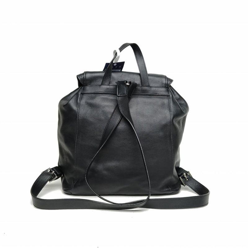 PRADA 黑色羊皮雙肩包雙口袋-2