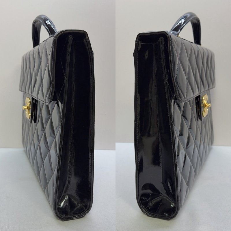 CHANEL Vintage菱格紋漆皮公事包-2