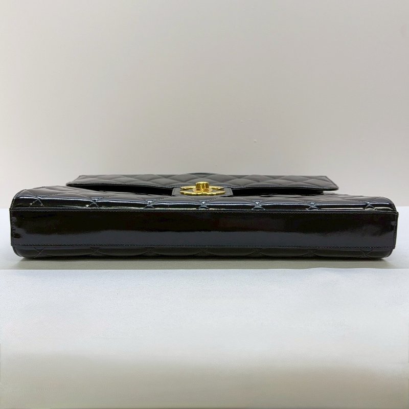 CHANEL Vintage菱格紋漆皮公事包-8