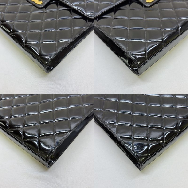 CHANEL Vintage菱格紋漆皮公事包-9