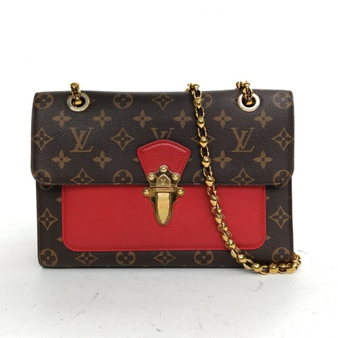 LOUIS VUITTON Victoire維多利亞手袋紅色PVC金扣2017老花