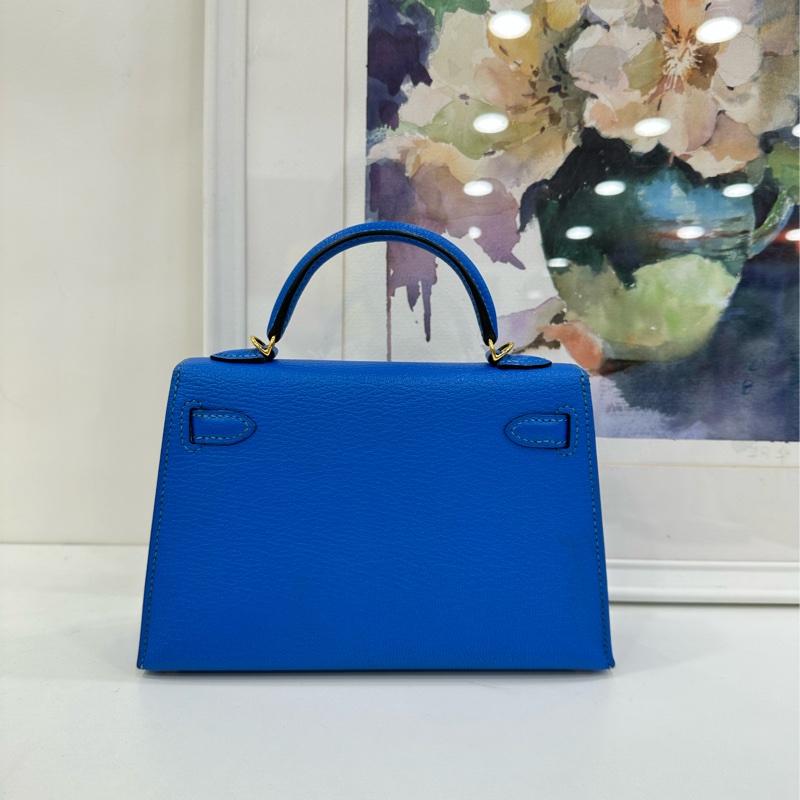 Hermes 愛馬仕 mini kelly 二代 水妖藍金扣 山羊皮 A刻 有購證-2