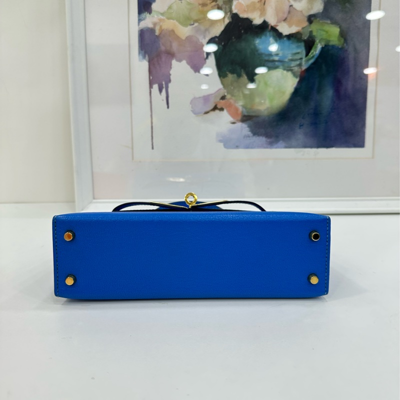 Hermes 愛馬仕 mini kelly 二代 水妖藍金扣 山羊皮 A刻 有購證-5