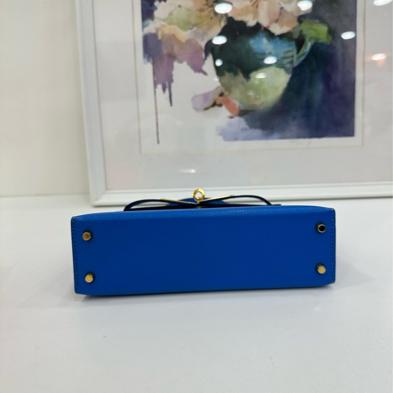 Hermes 愛馬仕 mini kelly 二代 水妖藍金扣 山羊皮 A刻 有購證-7