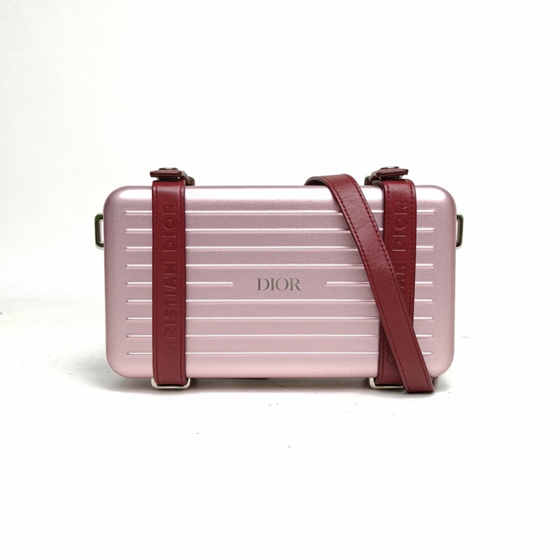 DIOR Rimowa日默瓦聯名鋁鎂合金盒子包粉色銀扣2019-2