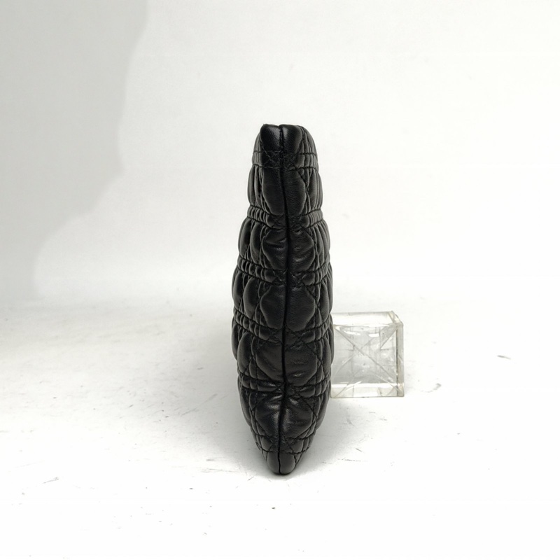 DIOR 黑色羊皮藤格紋手拿包-1