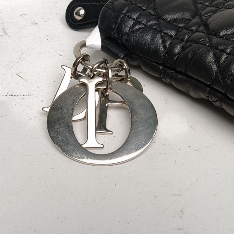 DIOR 黑色羊皮藤格紋手拿包-4