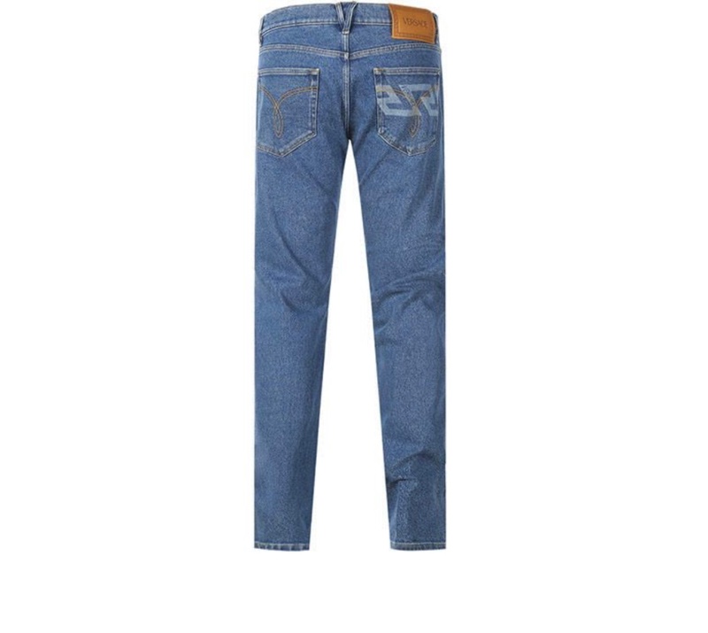 Versace/範思哲 簡約純色直筒牛仔褲 男女同款 藍色-1