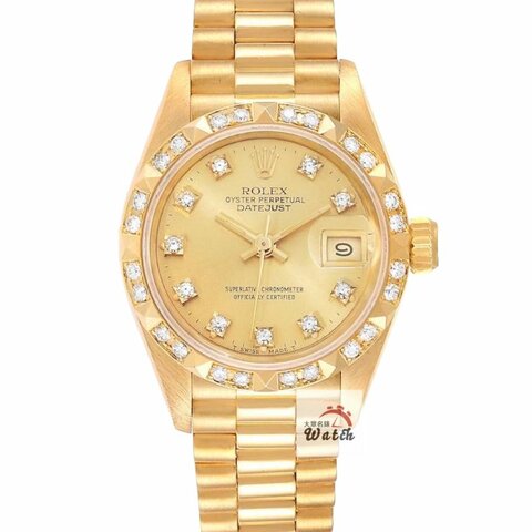 【大眾名錶】ROLEX 勞力士 69178 Datejust 18K金女錶 金十鑽 舊包台 大眾名錶B1257