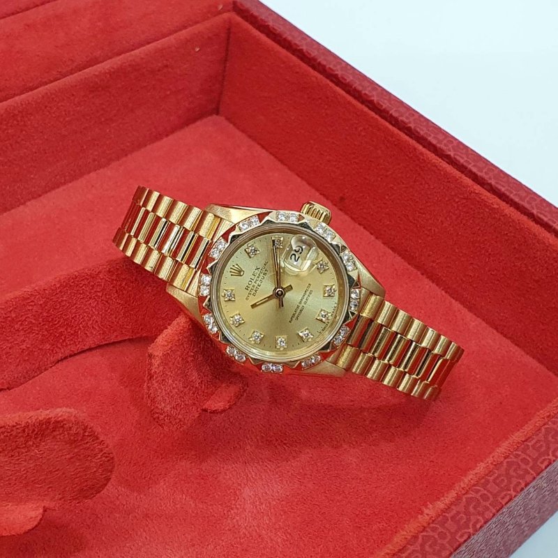 【大眾名錶】ROLEX 勞力士 69178 Datejust 18K金女錶 金十鑽 舊包台 大眾名錶B1257-1