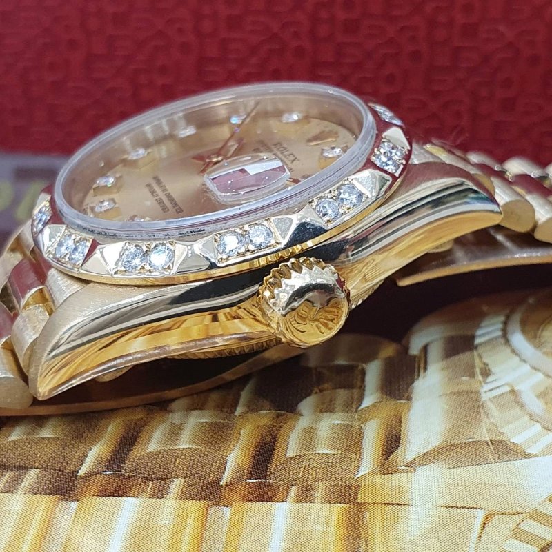 【大眾名錶】ROLEX 勞力士 69178 Datejust 18K金女錶 金十鑽 舊包台 大眾名錶B1257-5