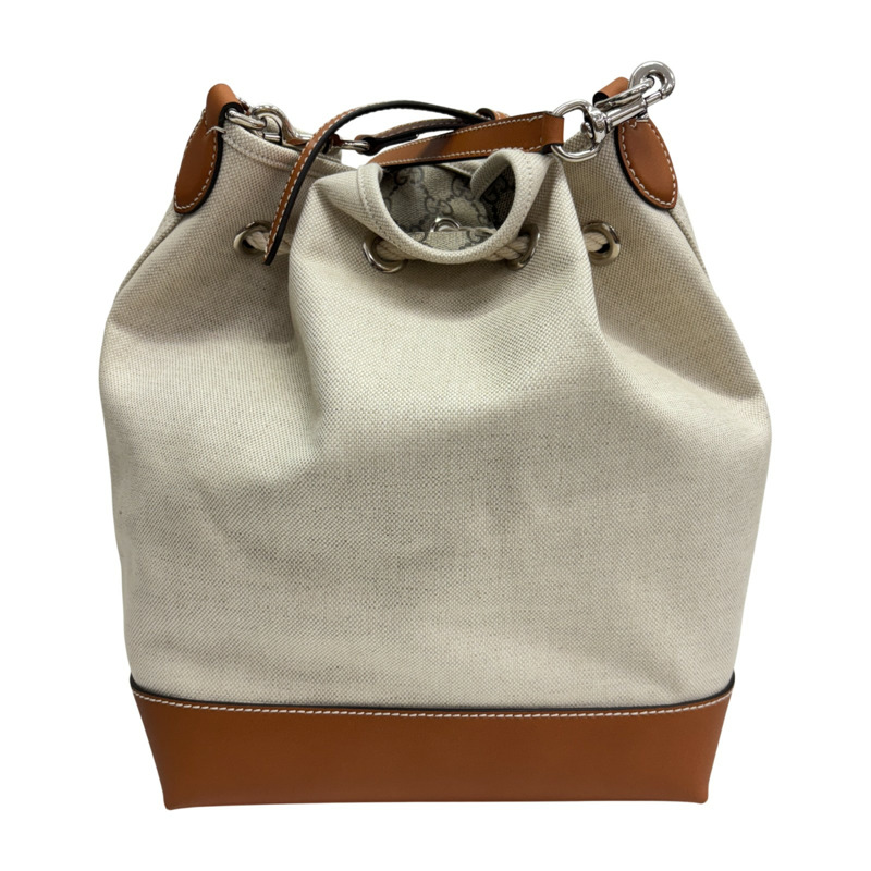 米色 帆布 Logo 水桶包 【GUCCI 古馳】 772856 772856-2