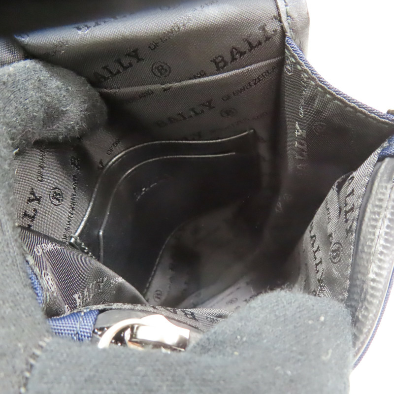 藍色帆布 黑色牛皮 Fast Track 肩背包【BALLY】-4